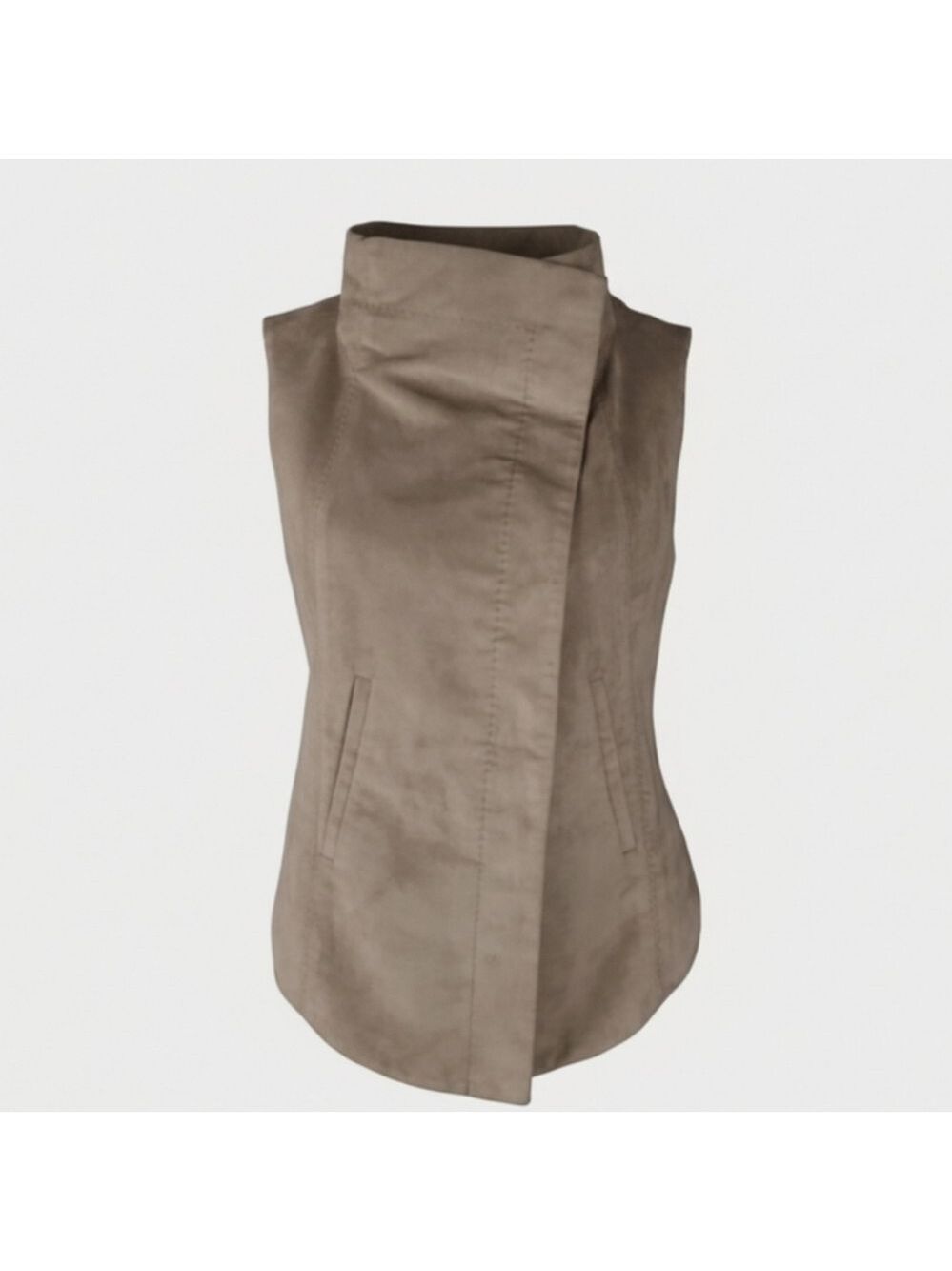 BCBG MaxAzria Sima Khaki Faux Suede Vest | Size Small - Picture 5 of 9